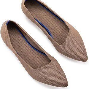Frank Mully Women's Pointed Toe Knit Flats in Brown With Cusion Inserts